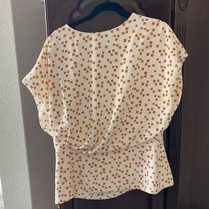 MM Lafleur White and Orange Geometric Blouse